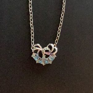 Vintage Bow Style Silver & Aquamarine Choker